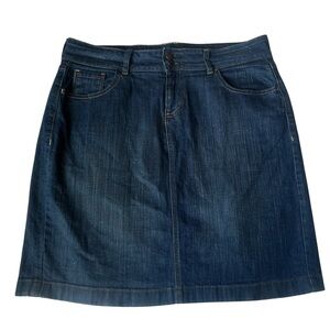 Old Navy Blue Denim Skirt 8 Mid-Length Jean Skirt with Back Slit Y2K Grunge 90’s